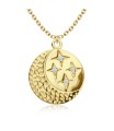 Beautiful Stars and Moon Shaped Silver Necklace SPE-5243